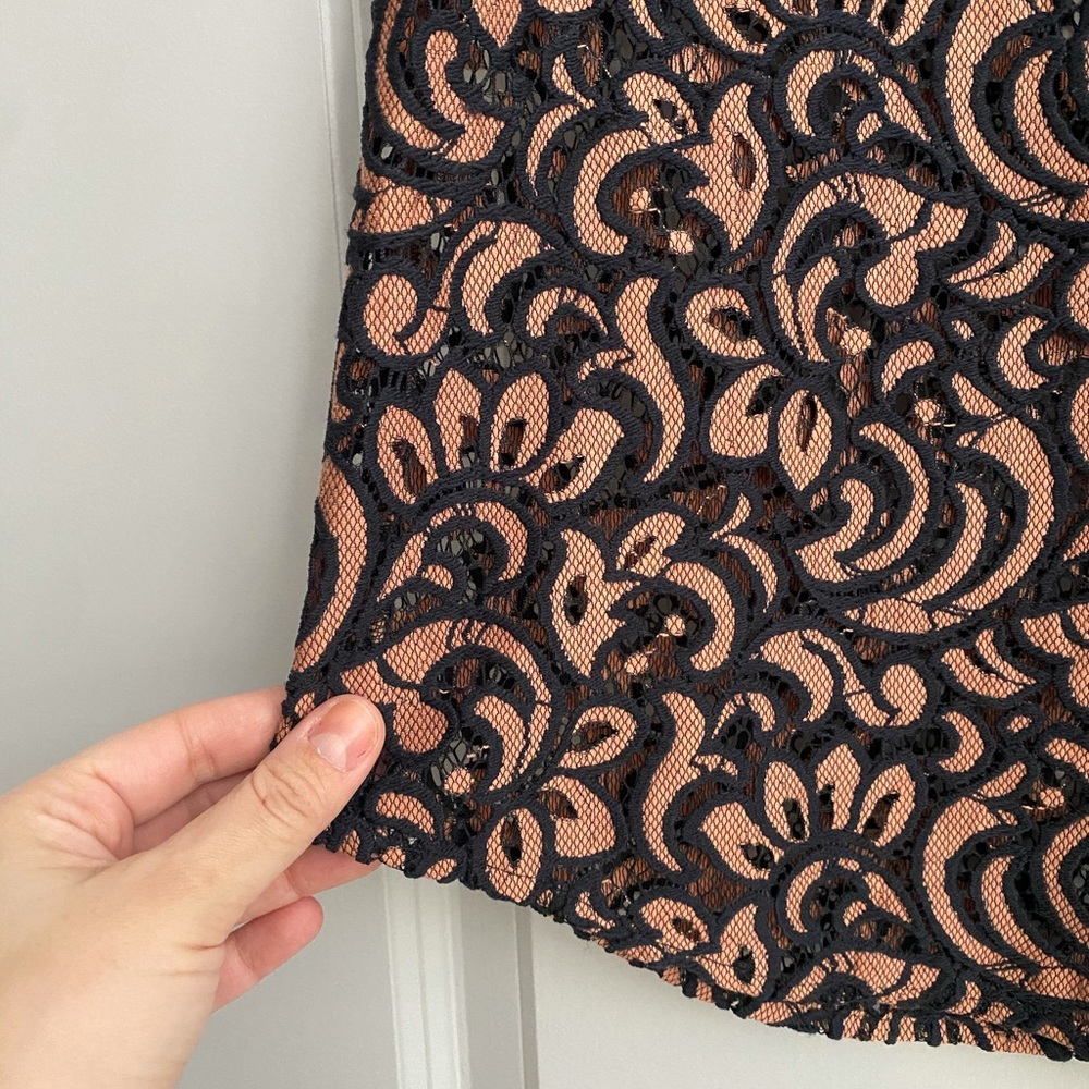 EXPRESS Carmel Brown + Black Lace Top